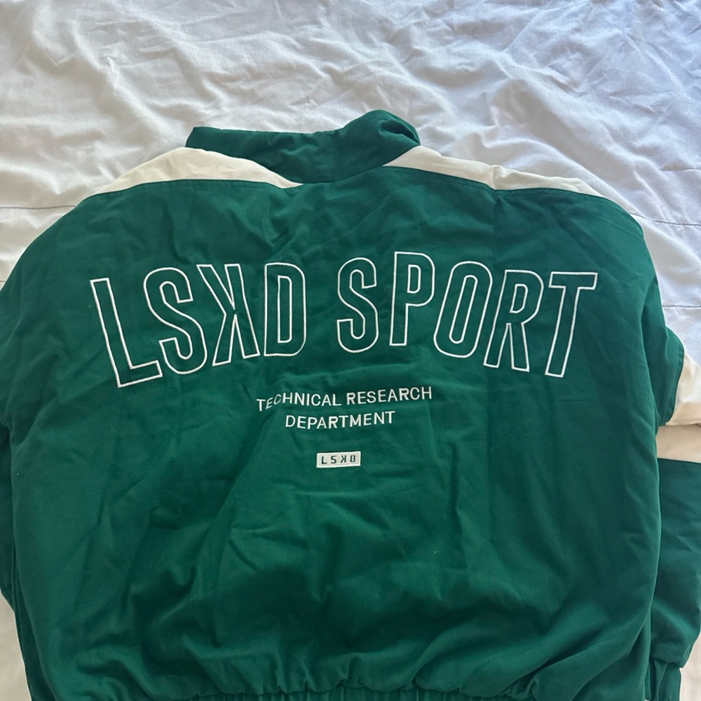 LSKD Sport Green Puffer Jacket Anthracite/White